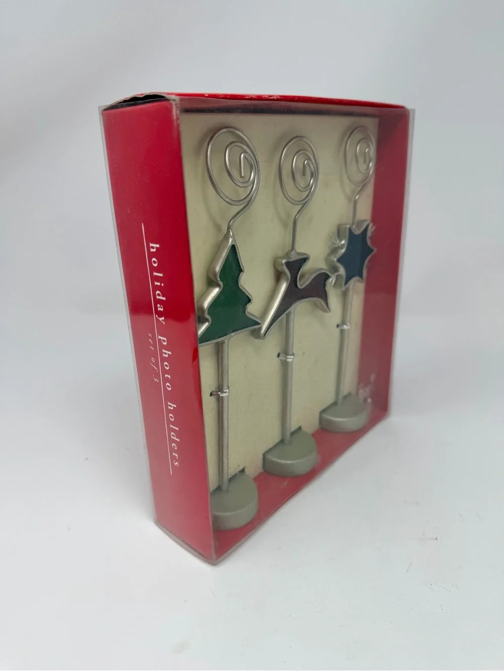 Pier 1 Imports Spiral Holiday Stained Glass Enamel Photo Holders Set of 3